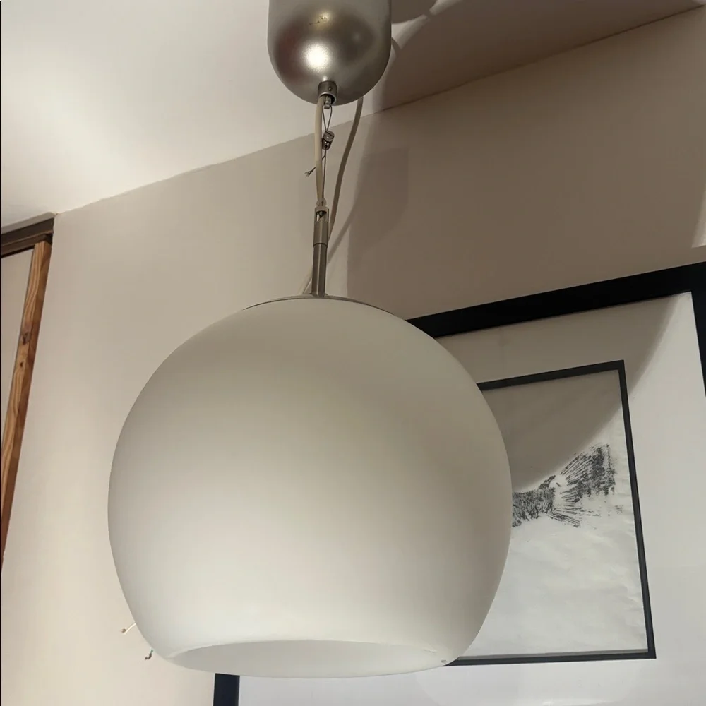 Y2K Ikea “Minut”Modern White Globe Round Hanging Light Foyer Dining Room Patio